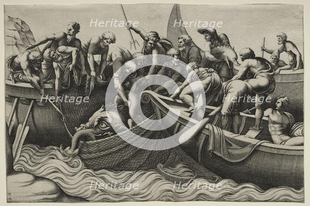 The Haul of Monstrous Fish, mid-1500s. Creator: Adamo Scultori (Italian, c. 1530-1585).