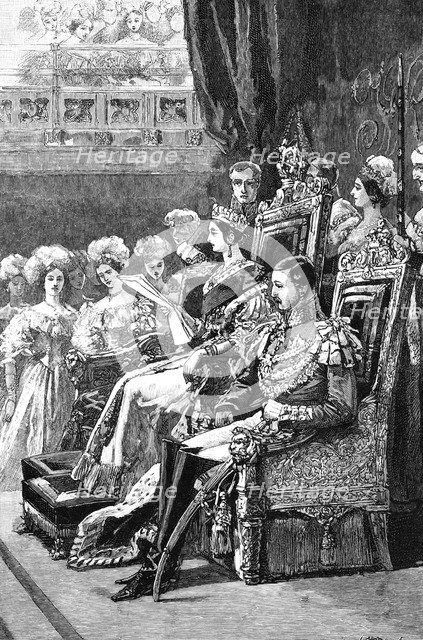 The Queen opening Parliament, 1846, (1900). Artist: Unknown