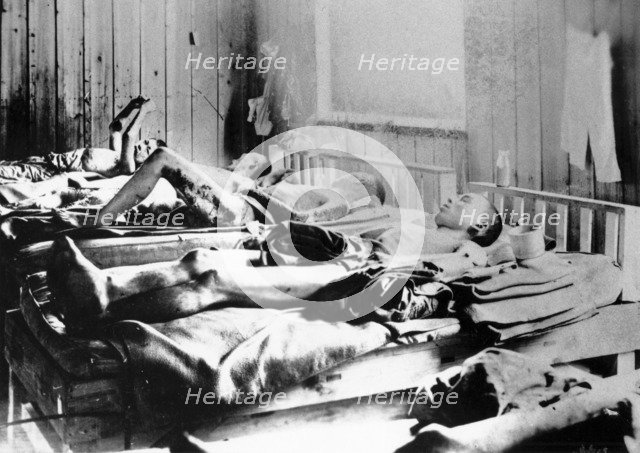 Survivors of the explosion of the Atom bomb at Hiroshima, Japan, 1945. Artist: Unknown