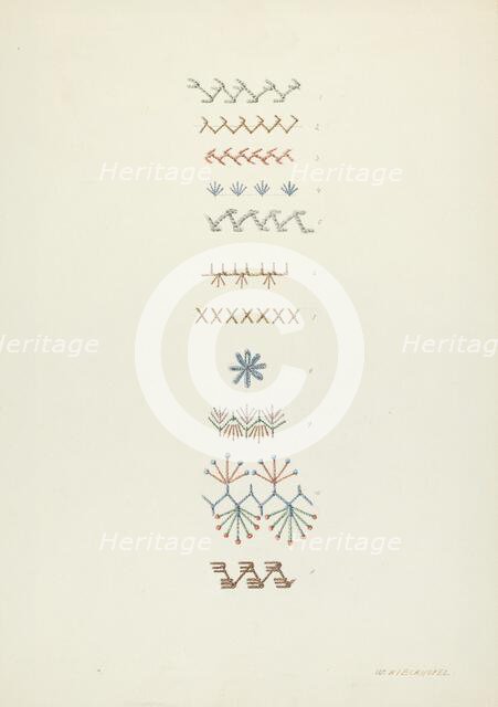 Embroidery: Technique Demonstration, c. 1938. Creator: William Kieckhofel.