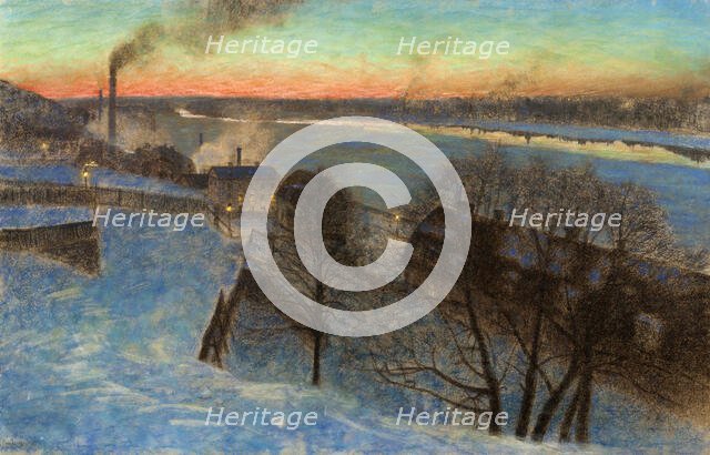 Evening in February, Riddarfjärden, Stockholm, 1892-1893. Creator: Jansson, Eugène (1862-1915).