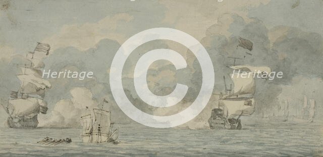 Naval battle. Creator: Willem van de Velde I.