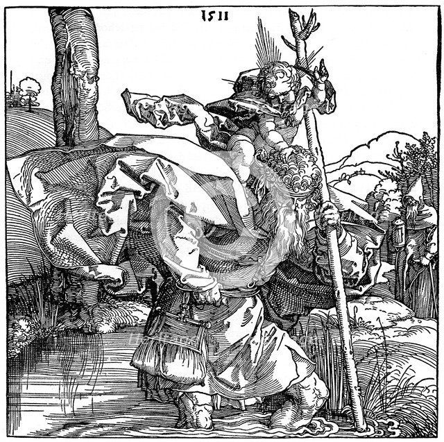 'St Christopher carrying the Infant Christ', 1511, (1936). Artist: Albrecht Dürer