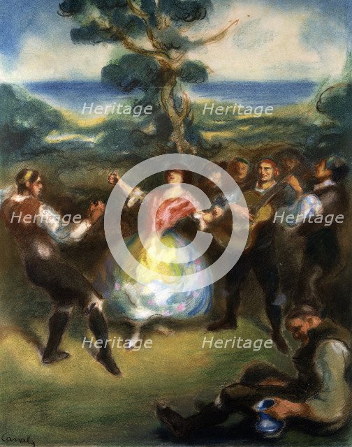  'The Jota' (Spanish dance), 1911 pastel drawing by Ricardo Canals.