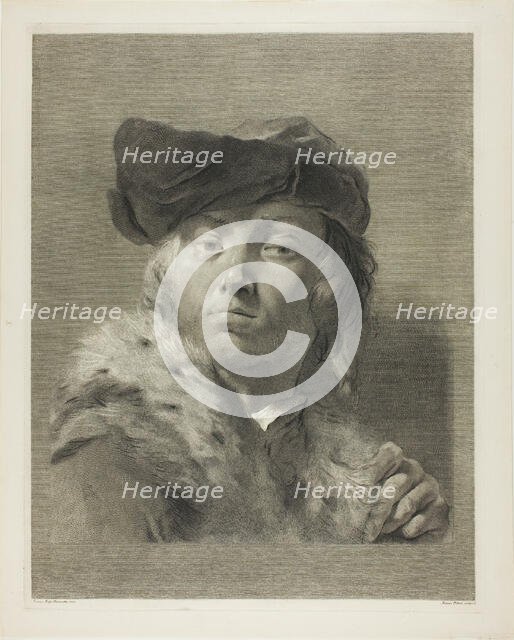 Bust of a Young Man with a Fur-Collared Coat, c.1750. Creator: Giovanni Marco Pitteri.