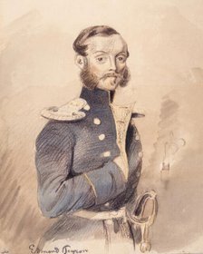 Portrait of a Man in Uniform. Edmond Peyron. (c1850s). Creator: Fritz von Dardel.