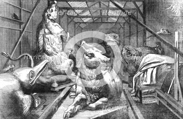 'Collection of extinct animals in the Crystal Palace, Sydenham', 1854. Creator: Unknown.