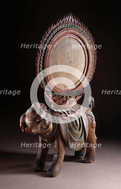 Lion Supporting a Flaming Mirror, 19th century. Creator: Unknown.