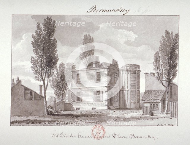 'Old Printers House, Printers Place, Bermondsey', London, 1826. Artist: John Chessell Buckler