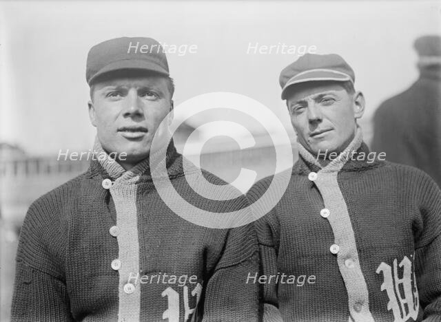 Eddie Ainsmith, Clyde Milan, Washington Al, at University of Virginia, Charlottesville, c1912-1915. Creator: Harris & Ewing.
