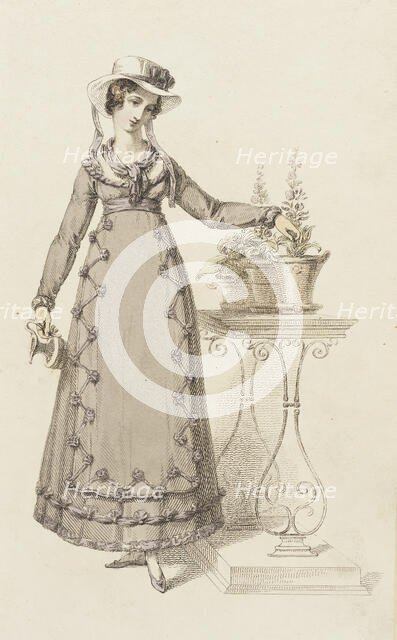 Fashion Plate (Cottage Dress), 1820. Creator: Rudolph Ackermann.