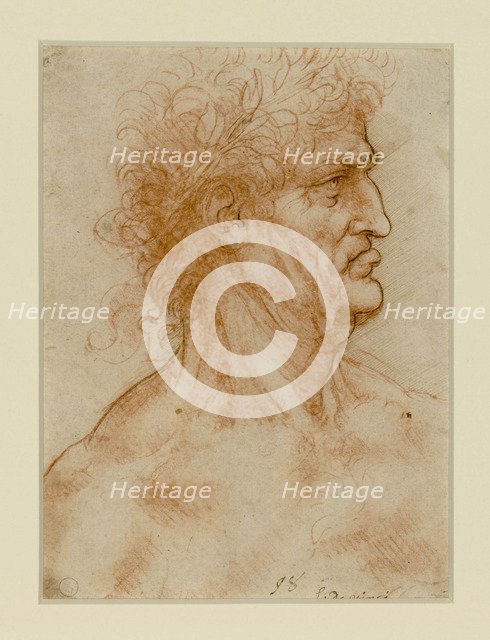 Head Of A Man In Profile Crowned With Laurel.