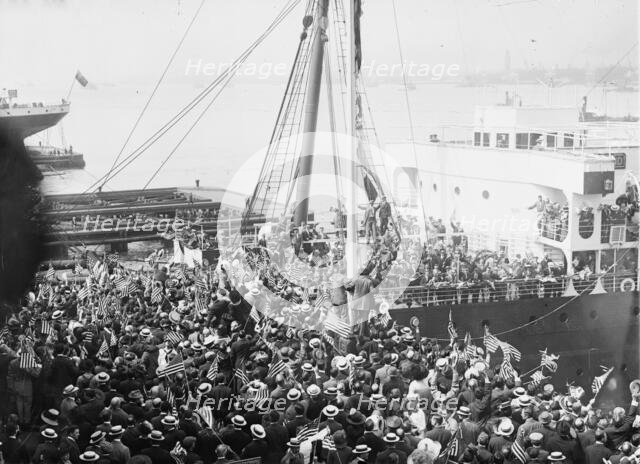 Departure of FINLAND with Olympic candidates, 1912. Creator: Bain News Service.
