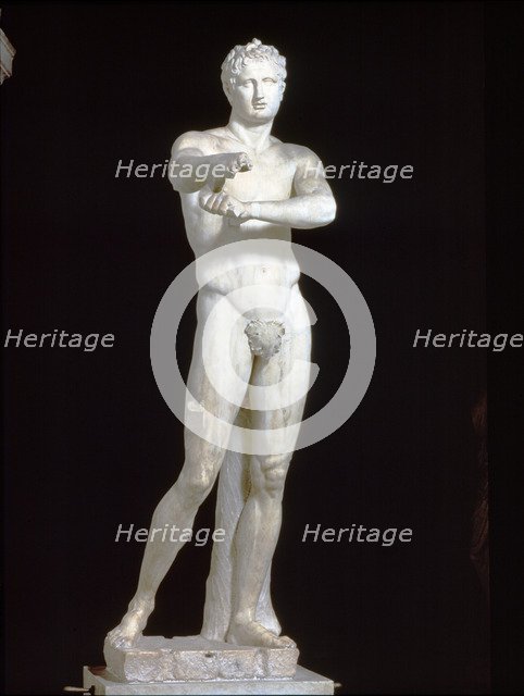 Apoxyomenos, marble copy of a bronze original representing a boxer cleaning his right arm with a …