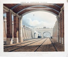 View Taken from Under the Hampstead Road Bridge, looking towards the station at Euston Square, publi Artist: Thomas Talbot Bury.
