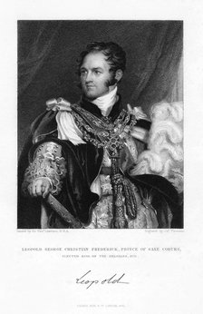 Leopold of Saxe-Coburg and Gotha, 1831.Artist: J Thomson