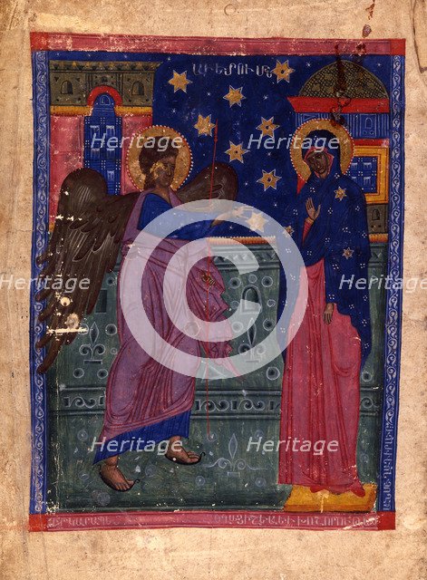 The Annunciation (Manuscript illumination from the Matenadaran Gospel), 1356.