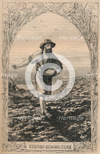 'Crusoe Sowing Corn', c1870. Artist: Unknown.