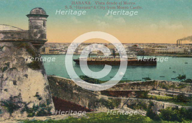 SS Havana and city from Morro Castle, Havana, Cuba, c1910. Artist: Unknown