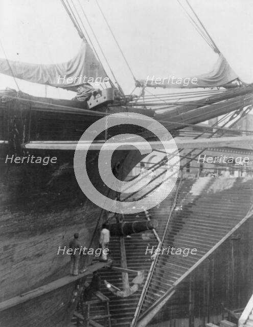 Negro students working at shipbuilding at the Newport News Shipbuilding Co., 1899 or 1900. Creator: Frances Benjamin Johnston.