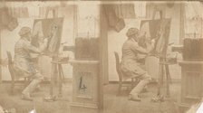 Painter at Work in Studio, 1850s. Creator: Unknown.
