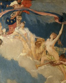 Esquisse pour la salle des fêtes de l'Hôtel de Ville de Paris : La Ville de Paris conviant..., 1889. Creator: Eugene Delacroix.