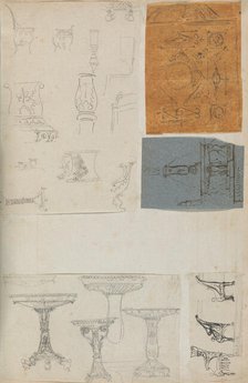 Page from a Scrapbook containing Drawings and Several Prints of Architecture, Int..., ca. 1800-1850. Creators: Workshop of Charles Percier, Workshop of Pierre François Léonard Fontaine.