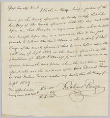 Payment receipt for apprehending Braxton, property of Edward Rouzee, September 16, 1829. Creator: Unknown.