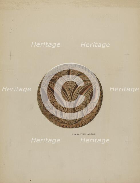 Pa. German Butter Mold, c. 1938. Creator: Charlotte Angus.