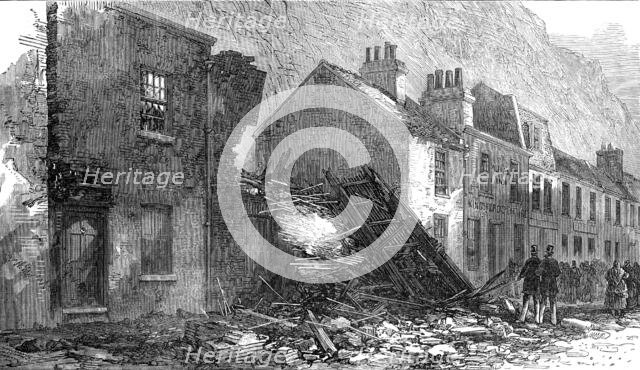 Houses destroyed at Dover by the fall of a cliff, 1872. Creator: Unknown.