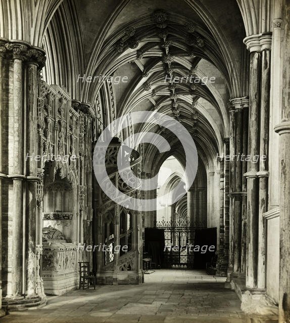Ely Cathedral: North Choir Aisle to West, 1891. Creator: Frederick Henry Evans.