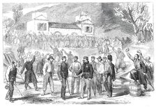 The first visit of Victor Emmanuel to the camp of the national army at St. Angelo..., 1860. Creator: Unknown.