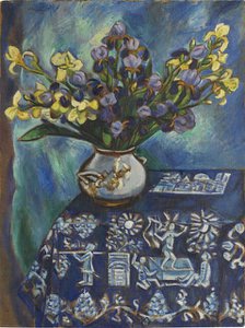 The blue tablecloth (Still life in blue), 1918. Creator: Pechstein, Hermann Max (1881-1955)