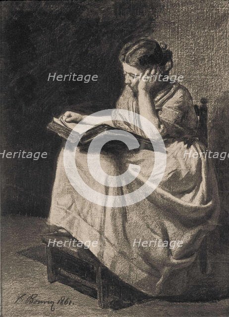 Woman Reading, 1861. Creator: Francois Bonvin.
