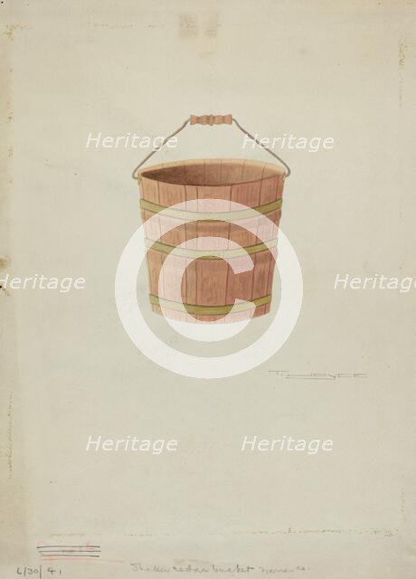 Shaker Cedar Bucket, 1941. Creator: T. Joyce.