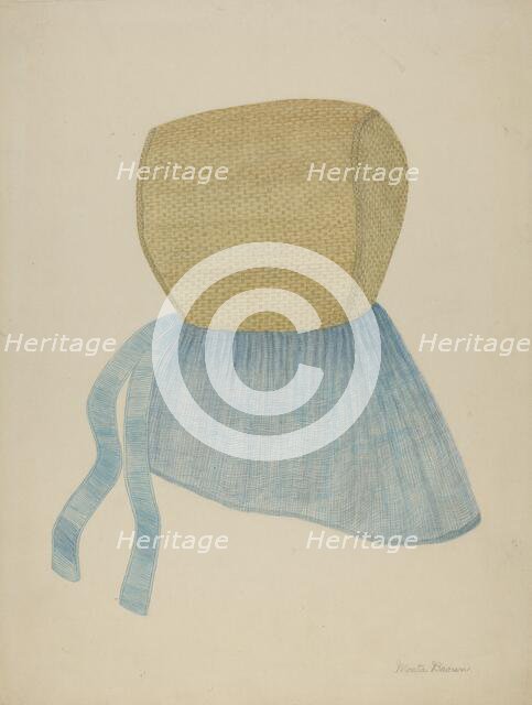 Shaker Straw Bonnet, c. 1937. Creator: Mona Brown.
