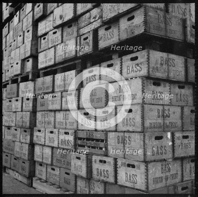 Crates of Bass beer in storage, Burton upon Trent, Staffordshire, 1965-1968. Creator: Eileen Deste.