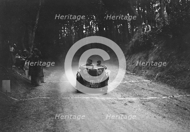 Morris Minor of JWP Bolton taking part in a motoring trial, c1930s. Artist: Bill Brunell.