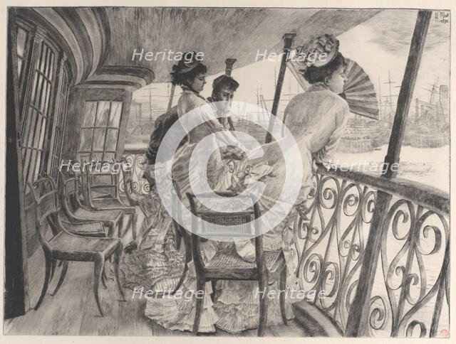 The Gallery of H.M.S. Calcutta (Souvenir of a Ball on Shipboard) (La galerie du "Calcutta"..., 1876. Creator: James Tissot.