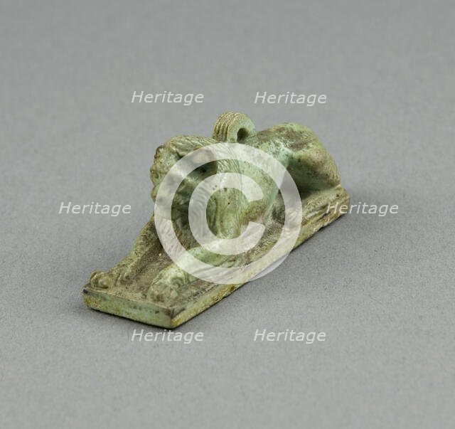 Amulet of a Crouching Lion, Egypt, Late Period, Dynasty 26 or later (664-525 BCE). Creator: Unknown.
