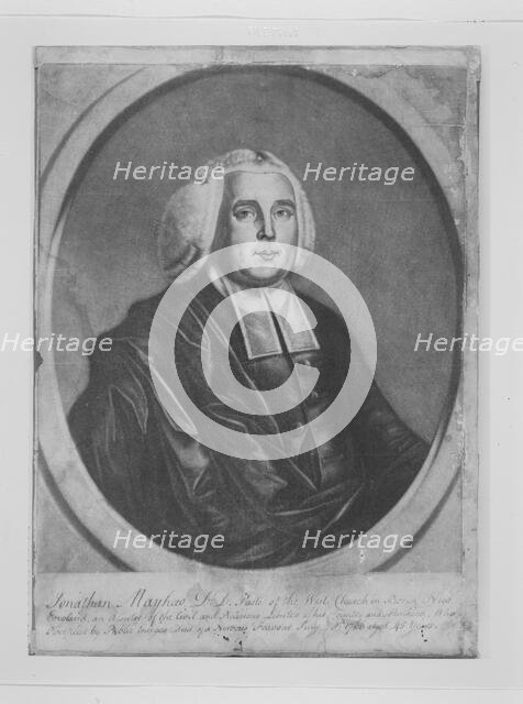 Jonathan Mayhew, D. D. Pastor of the West Church in Boston, New England, 1766. Creator: Richard Jennys.
