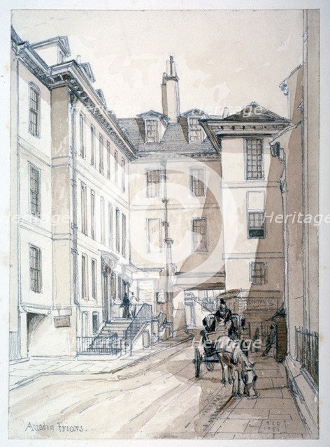 Austin Friars Street, City of London, 1851.  Artist: Thomas Colman Dibdin