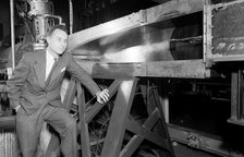John Becker with the 11-inch Hypersonic Tunnel, Langley Research Center, Virginia, USA, 1950.  Creator: Unknown.