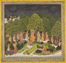 Radha and Krishna meet in the forest during a storm, c. 1770. Creator: Unknown.