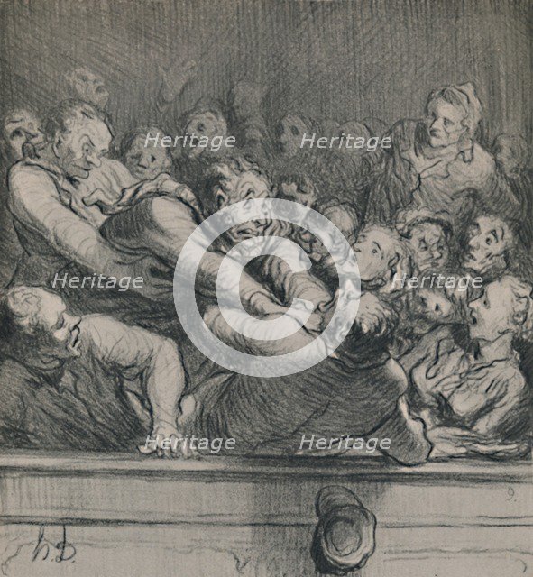 'A Literary Discussion in the Upper Gallery', c.1864, (1946). Artist: Honore Daumier.