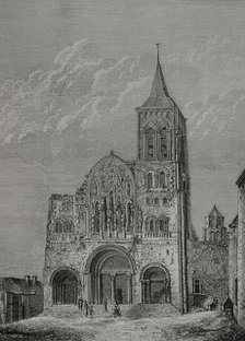 Facade of the church of St Mary Magdalene in Vézelay, France, (1877).  Creator: Unknown.