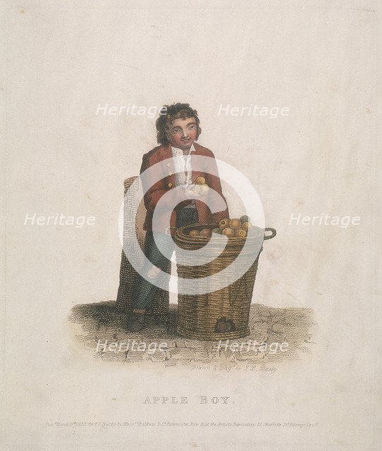 Apple seller with a large basket of fruit, 1820. Artist: Thomas Lord Busby