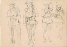 Studies for "Entering the War" [recto], 1918. Creator: John Singer Sargent.