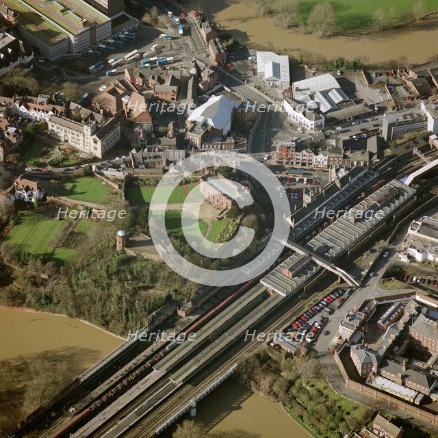 Shrewsbury railway station and castle, Shrewsbury, Shropshire, 2001. Artist: EH/RCHME staff photographer