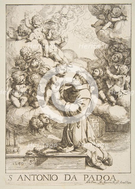 Saint Anthony of Padua adoring the Christ Child, copy after Cantarini, 1640. Creator: Unknown.